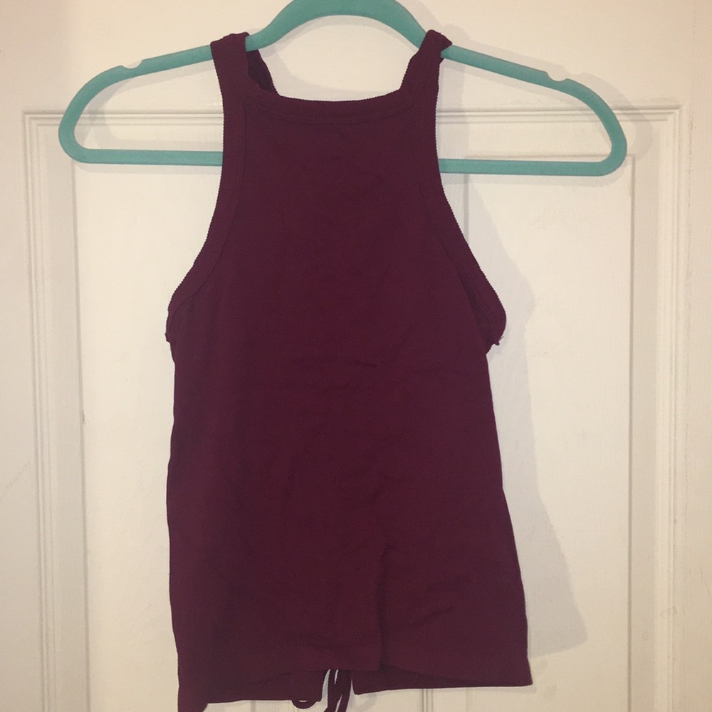 Lace up back tank top